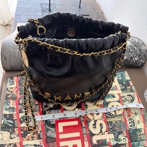 Quilted Black Mini Bag with Gold Chain